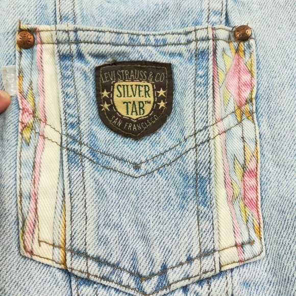 Vintage Levi's SilverTab Jacket Denim Aztec Southwestern Tribal Mens Medium - Picture 4 of 16